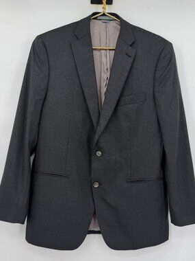 Indochino Charcoal Gray 100% Wool Blazer 42R Tailored Custom Suit Jacket Men